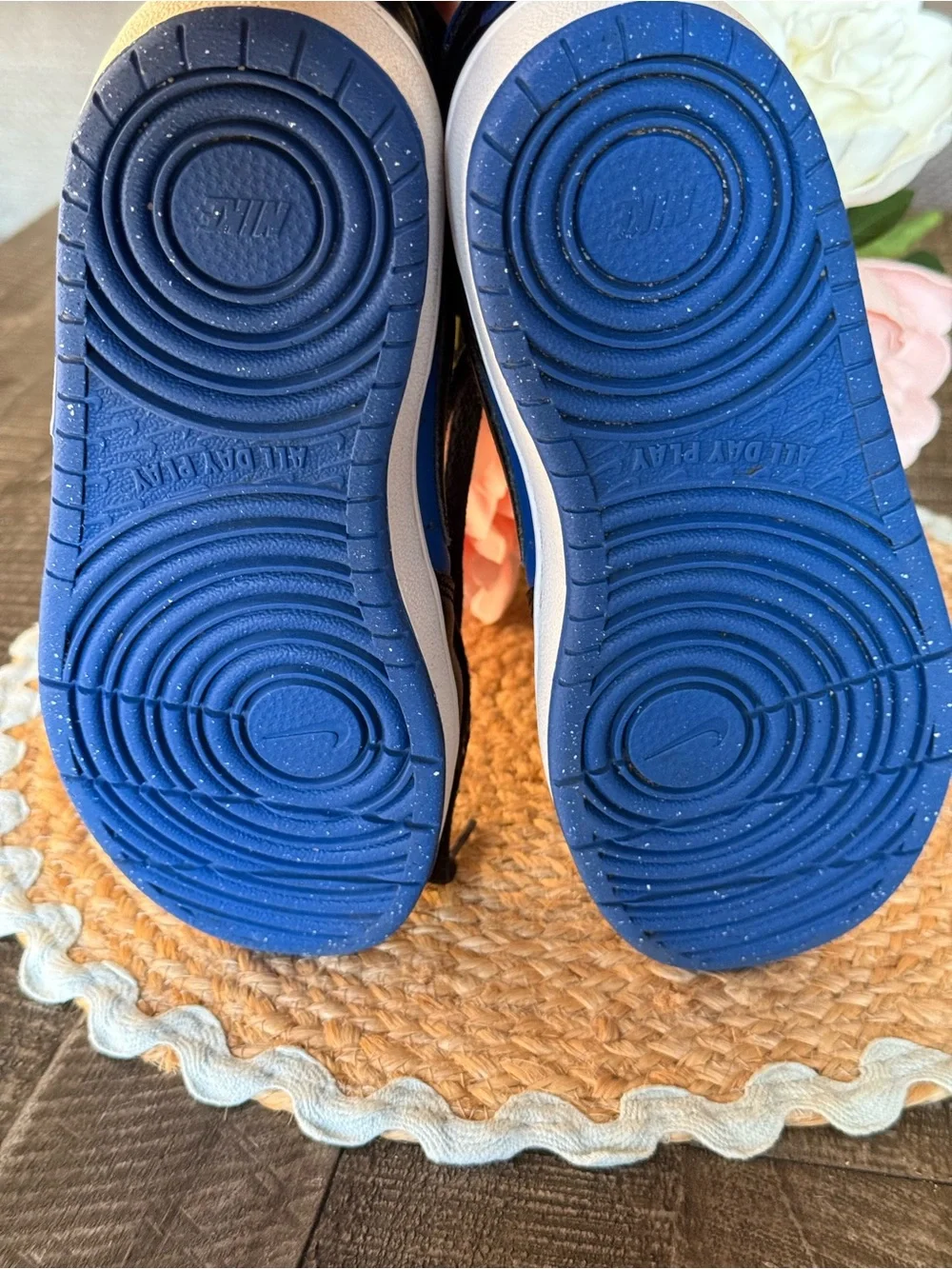 Nike Kids Blue and Black High-Top Sneakers with Strap